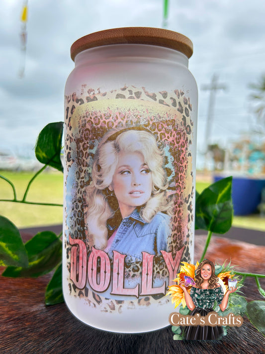 Dolly Parton Frosted Glass Cup