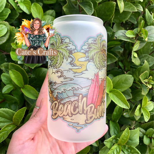 Beach Bum Frosted Glass Cup