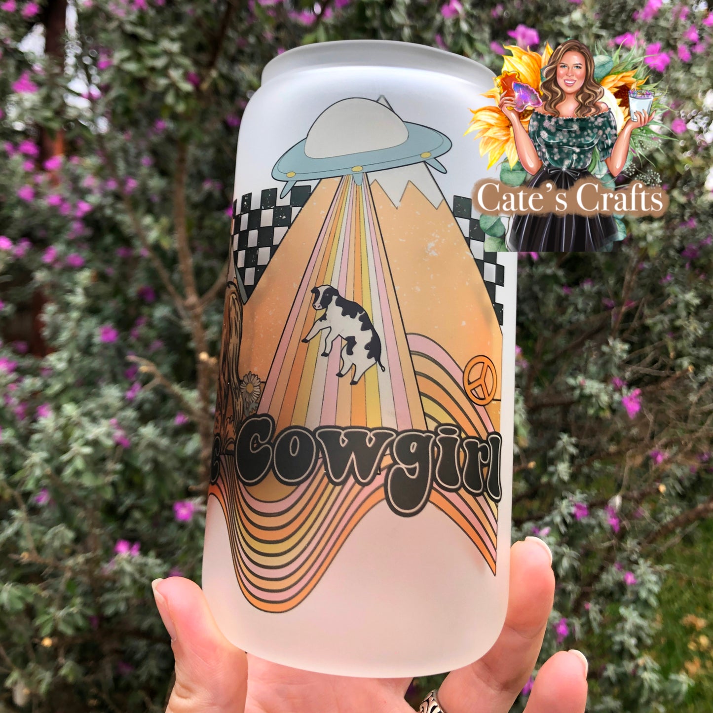 Cosmic Cowgirl Frosted Glass Cup