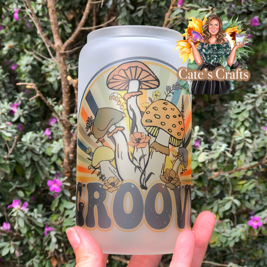 Groovy Mushroom Frosted Glass Cup