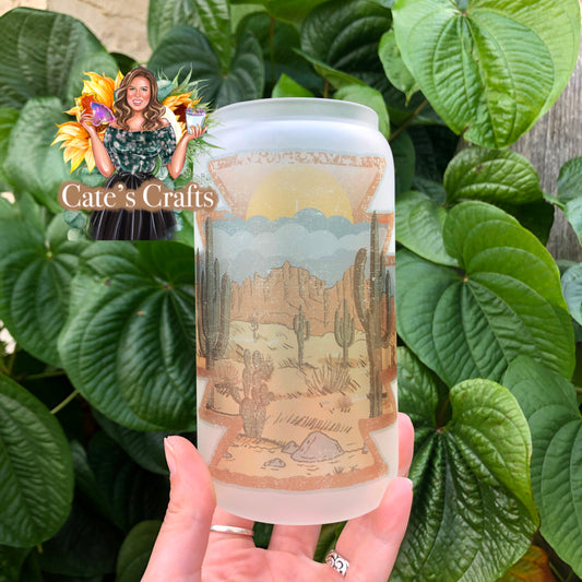 Aztec Desert Frosted Glass Cup